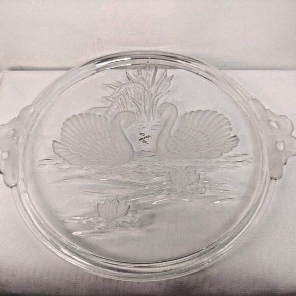 Mikasa Original Walther-Glas Crystal Swans 12" Serving Platter West Germany - Picture 6 of 8